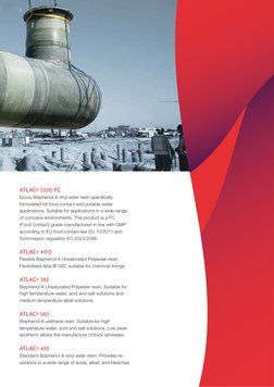 ATLAC® 5200 FC
Epoxy Bisphenol A vinyl ester resin specifically
formulated for food contact and potable water
applications.