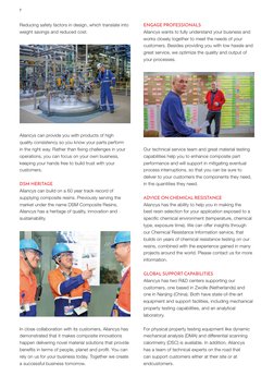 Reducing safety factors in design, which translate into
weight savings and reduced cost.
Aliancys can provide you with prod