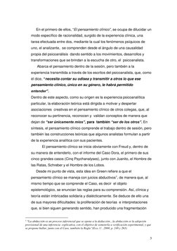 3 
 
     En el primero de ellos, “El pensamiento clínico”, se ocupa de dilucidar un 
modo específico de racionalidad, surg