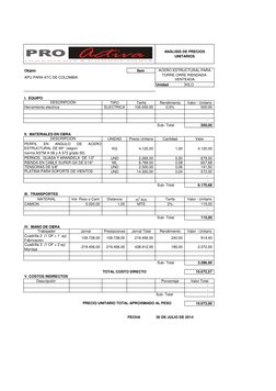 Objeto
Item 
Unidad
KILO
I.  EQUIPO
TIPO
Tarifa
Rendimiento
Valor - Unitario
ELECTRICA
100.000,00
       
0,5%
500,00