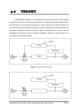 Lab Report Process Control - Flow Measurement and Control System  
Page 6 
 
4.0      THEORY 
 
 
 
A fundamental component o
