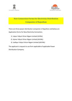 New Connection Forms for Electricity Distribution 
Companies of Rajasthan 
 
There are three power distribution c