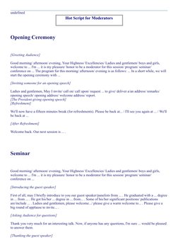 Moderator Script for Seminars | PDF