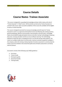 Trainee Associate (Retail) 
 
                            Trainer Guide 
 
 
3 
 
 
Course Details 
Course Name- Trainee Asso