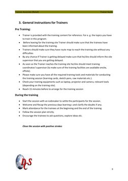 Trainee Associate (Retail) 
 
                            Trainer Guide 
 
 
9 
 
 
3. General instructions for Trainers  
Pr
