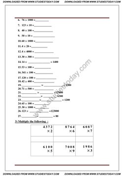 Class 3 Multiplication Worksheet | PDF | Arithmetic | Teaching Mathematics
