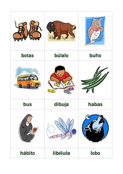  
 
 
botas 
búfalo 
buho 
 
 
 
bus 
dibuja 
habas 
 
 
 
hábito 
libélula 
lobo 
 
