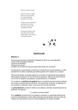 TERCER CLASE 
 
Módulos: 2 
 
Se comenzará la clase recordando lo trabajado la última vez y se preguntará: 
¿Cómo e