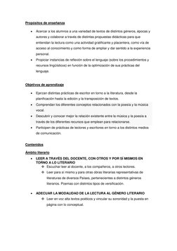 Propósitos de enseñanza 
 
Acercar a los alumnos a una variedad de textos de distintos géneros, épocas y 
autores y colabora