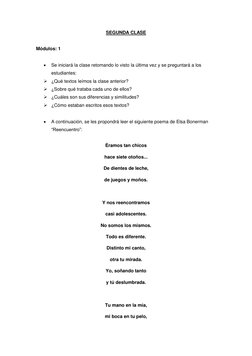 SEGUNDA CLASE 
 
Módulos: 1 
 
 
Se iniciará la clase retomando lo visto la última vez y se preguntará a los 
estudiantes: