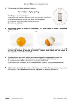 Unidad 4│Los cambios químicos 
                                                          Física y Química 2.º ESO 
Unidad