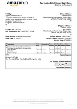 Tax Invoice/Bill of Supply/Cash Memo
(Original for Recipient)
*ASSPL-Amazon Seller Services Pvt. Ltd., ARIPL-Amazon Retail