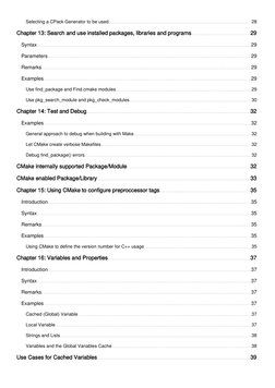 Selecting a CPack Generator to be used
28
Chapter 13: Search and use installed packages, libraries and programs
29
Syntax
29