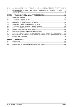 2.16
ASSESSMENTS CONDUCTED AT LOCATIONS NOT LISTED IN PARAGRAPH 1.6 19
2.17
PREPARATION, CONTROL AND ISSUE OF BASIC/TYPE TRAI