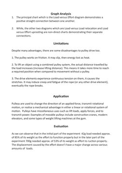 Graph Analysis  
1.
The principal chart which is the Load versus Eﬀort diagram demonstrates a 
posi@ve straight connec@on bet