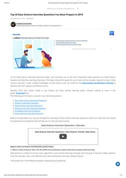 (https://www.youtube.com/channel/UCkw4JCwteGrDHIsyIIKo4tQ)9/16/2019
Top 45 Data Science Interview Questions and Answers For