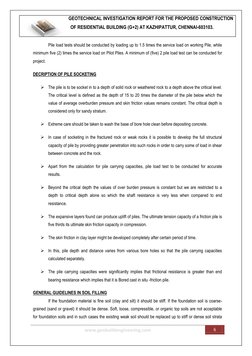 GEOTECHNICAL INVESTIGATION REPORT FOR THE PROPOSED CONSTRUCTION 
OF RESIDENTIAL BUILDING (G+2) AT KAZHIPATTUR, CHENNAI-603