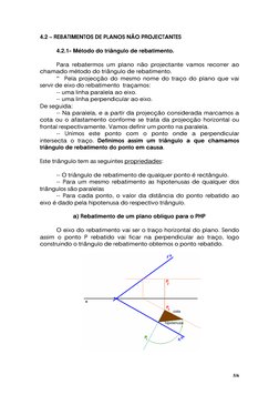4.2 – REBATIMENTOS DE PLANOS NÃO PROJECTANTES 
 
 
4.2.1- Método do triângulo de rebatimento. 
 
 
Para rebatermos um plano n
