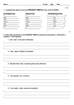 Name__________________________________________ Group ___220____ Date____________ 
 
         / 10 
1. Complete the table to f