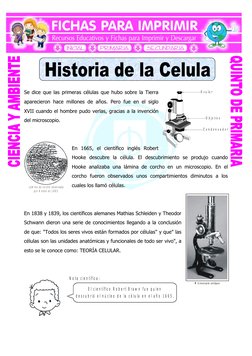 Se dice que las primeras células que hubo sobre la Tierra
aparecieron hace millones de años. Pero fue en el siglo
XVII cuando