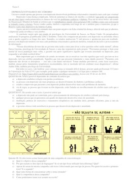 Texto I 
 
DEPRESSÃO ENVELHECE SEU CÉREBRO 
Um novo estudo aponta que pessoas com depressão desenvolvem problemas rela