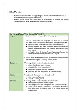 9 
 
 
 
 
 
Role of Parents: 
 
 Parents will be responsible for supporting the student with time and resources to  
comple