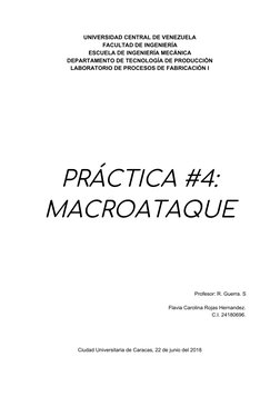 UNIVERSIDAD CENTRAL DE VENEZUELA 
FACULTAD DE INGENIERÍA 
ESCUELA DE INGENIERÍA MECÁNICA 
DEPARTAMENTO DE TECNOLOGÍA DE PRODU