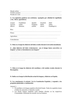 Mundo militar: ……………………………………………………………………………
Nombres propios: ………………………………………………………………………
Prendas de vestir: …………………………………………