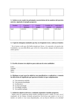 3.- Señala en este cuadro las principales características de los nombres del ejercicio 
anterior, siguiendo el ejemplo propue
