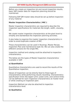 SAP HANA Quality Management (QM) overview
========================================================
Before you create an inspe