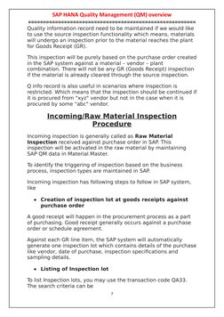 SAP HANA Quality Management (QM) overview
========================================================
Quality information record