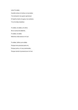 Letra de "Te Alabo" de Stanislao Marino | PDF