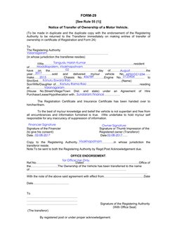 Vehicle Ownership Transfer Form 29 & 30 | PDF | Government Information ...