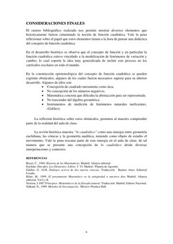 6
CONSIDERACIONES FINALES 
El rastreo bibliográfico realizado nos permite mostrar diversos elementos que 
historicamente fu