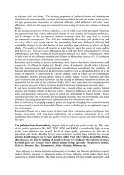 to adjacent soils and rivers . The existing propensity of industrialization and urbanization 
diminishes the non-renewable re