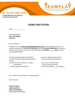 Store Visit Authorization Letter | PDF | Finance & Money Management
