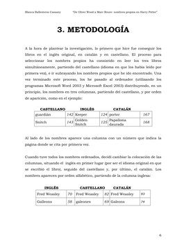 Blanca Ballesteros Cassany              “De Oliver Wood a Marc Roure: nombres propios en Harry Potter” 
 
6 
3. METODOLOGÍA
