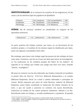 Blanca Ballesteros Cassany              “De Oliver Wood a Marc Roure: nombres propios en Harry Potter” 
 
8 
INSTITUCIONALES.