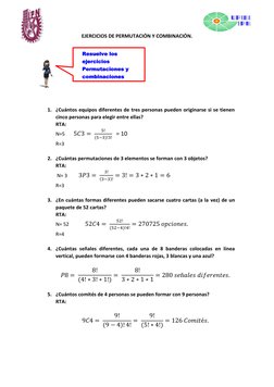 Ejercicios Resueltos de Permutaciones y Combinaciones | PDF | Deportes ...
