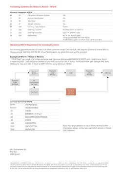 Swift Formatting Guidelines Mt103 Mt210 | PDF | Ubs | Payments