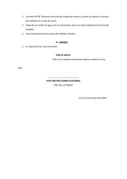 1.
Formato Nº 06 “Resumen del acta de inspección externa, donde se indica la a lectura
del medidor en el mes de marzo.
2.
Cop