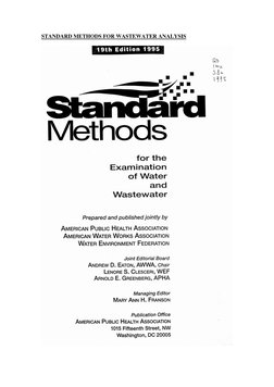 STANDARD METHODS FOR WASTEWATER ANALYSIS 
 
 

