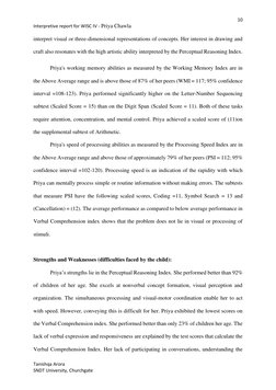 10 
Interpretive report for WISC IV - Priya Chawla                                                       
 
 
Tanishqa Arora