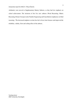 3 
Interpretive report for WISC IV - Priya Chawla                                                       
 
 
Tanishqa Arora