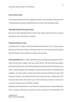 6 
Interpretive report for WISC IV - Priya Chawla                                                       
 
 
Tanishqa Arora