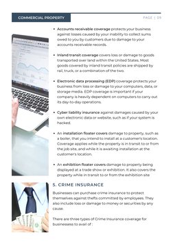 TYPES OF
 PROPERTY INSURANCE
PAGE | 09
Accounts receivable coverage protects your business
against losses caused by your inab