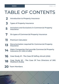 TABLE OF CONTENTS
Introduction to Property Insurance
2
INTRODUCTION
PAGE | 01
Types of Property Insurance
3
Inclusions and Ex