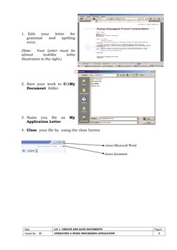 Date: 
LO 1. CREATE AND SAVE DOCUMENTS 
Page # 
Version No.:    01 
OPERATING A WORD PROCESSING APPLICATION 
3 
 
 
 
 
 
 
1
