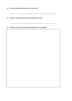 d) ¿Cómo reaccionó el hombre rico y qué hizo? 
 
 
 
__________________________________________________________ 
 
 
e) ¿