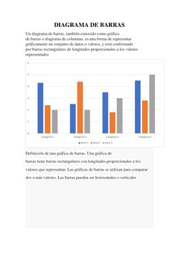 DIAGRAMA DE BARRAS 
Un diagrama de barras, también conocido como gráfico 
de barras o diagrama de columnas, es una forma de r